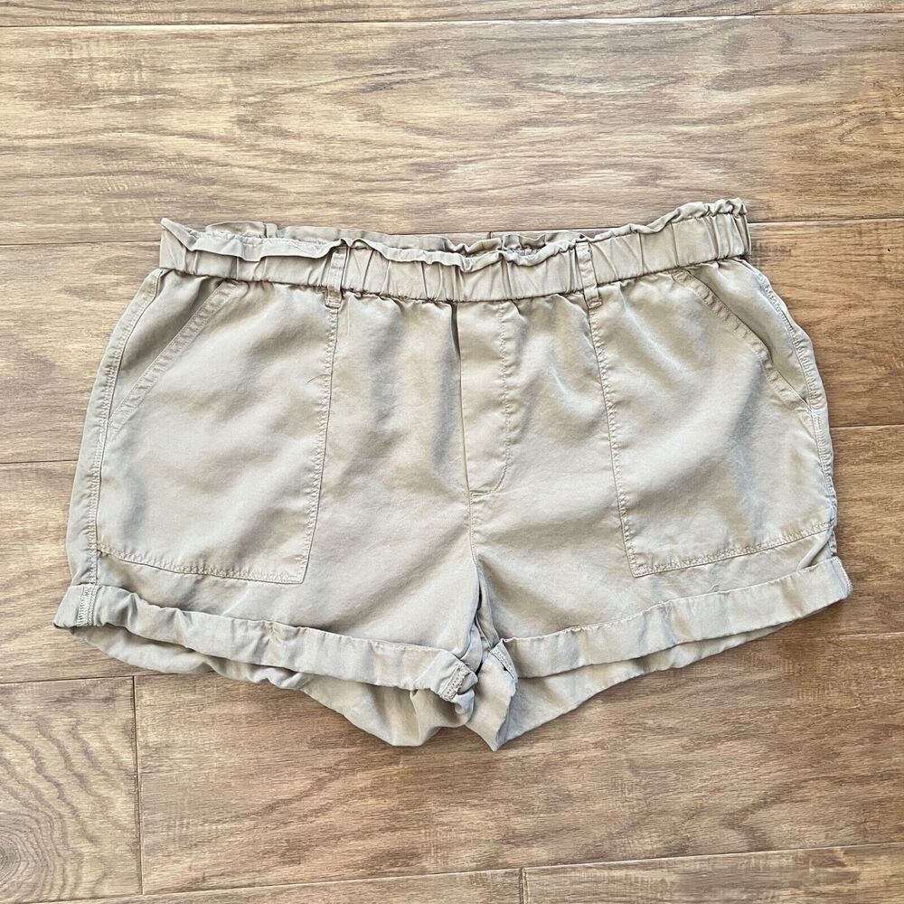 Aerie Shorts Women's Size L Khaki Tan Camp Short Paperbag Lyocell